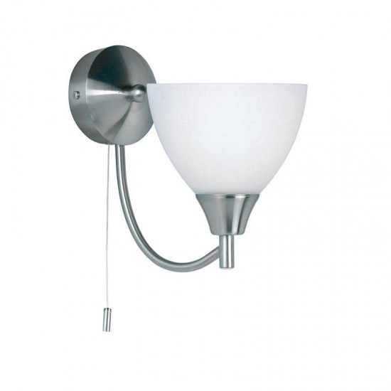 103-001 Satin Chrome Wall Lamp with Opal Glass