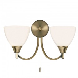 104-001 Antique Brass Twin Wall Lamp with Opal Glasses 104-001 Antique Brass Twin Wall Lamp with Opal Glasses