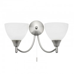 105-001 Satin Chrome Twin Wall Lamp with Opal Glasses 105-001 Satin Chrome Twin Wall Lamp with Opal Glasses