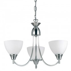 107-001 Satin Chrome 3 Light Centre Fitting with Opal Glasses