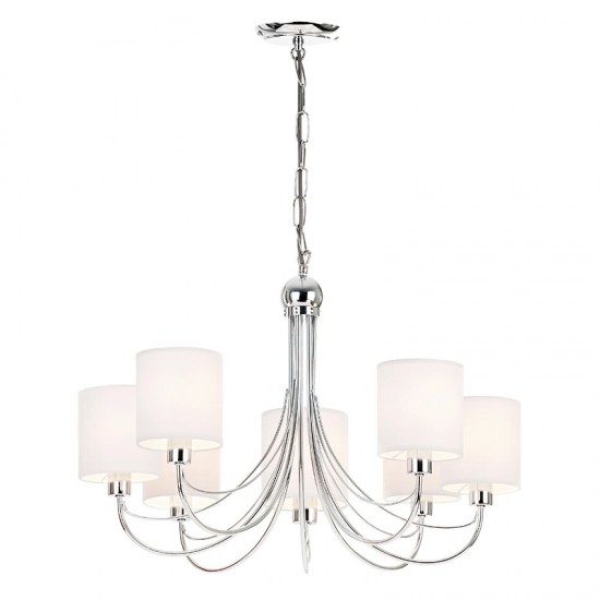 1082-001 Chrome 7 Light Centre Fitting with White Shades