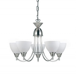 109-001 Satin Chrome 5 Light Pendant with Opal Glasses