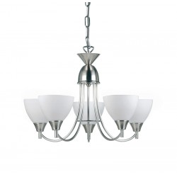 109-001 Satin Chrome 5 Light Pendant with Opal Glasses
