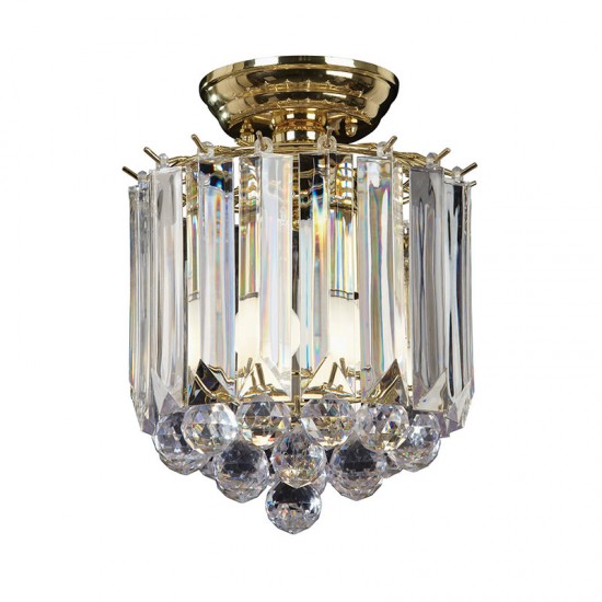 1146-001 Brass 2 Light Ceiling Lamp with Acrylic Detailing