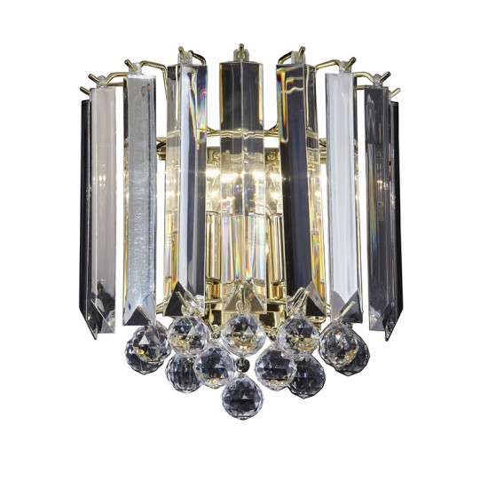 1150-001 Brass 2 Light Wall Lamp with Acrylic Detailing