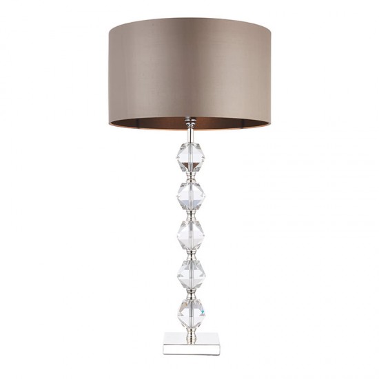 1183-001 Taupe Silk Shade with Crystal Table Lamp
