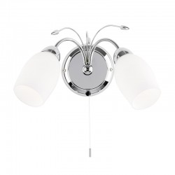 125-001 Chrome Twin Wall Lamp with White Glasses 125-001 Chrome Twin Wall Lamp with White Glasses