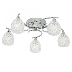 1388-001 Chrome 5 Light Ceiling Lamp with Cut Clear Glass 