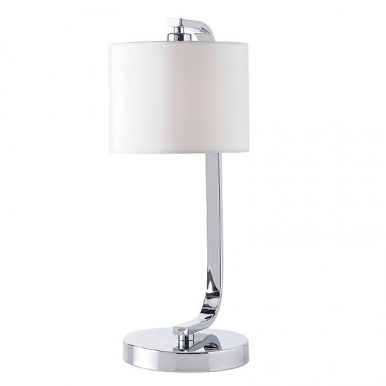 1389-001 Chrome Table Lamp with White Faux Silk Shade