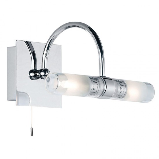 192-001 Bathroom Chrome with Glass 2 Light Wall Lamp