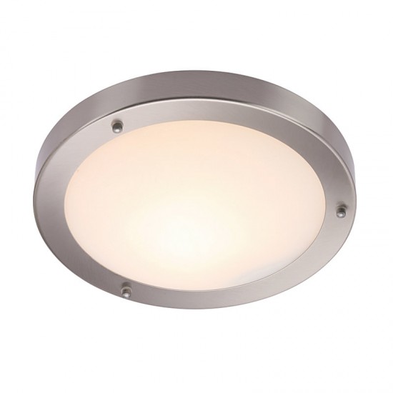 21709-001 Bathroom Satin Nickel Flush with Frosted Glass