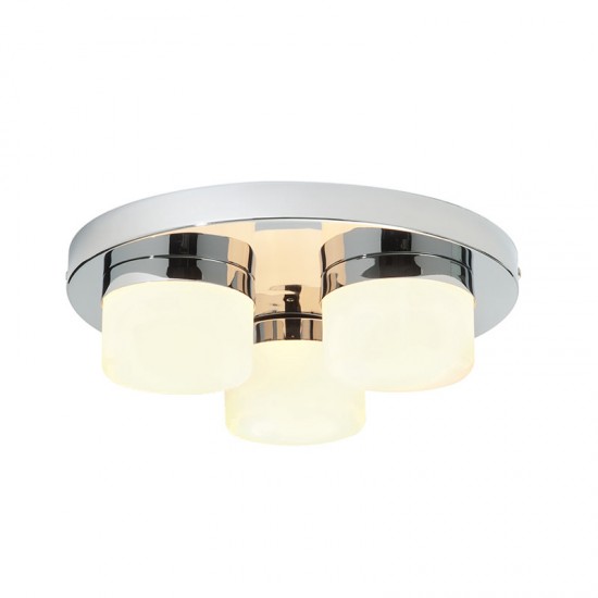 21818-001 Bathroom Chrome 3 Light Flush with Opal Glass