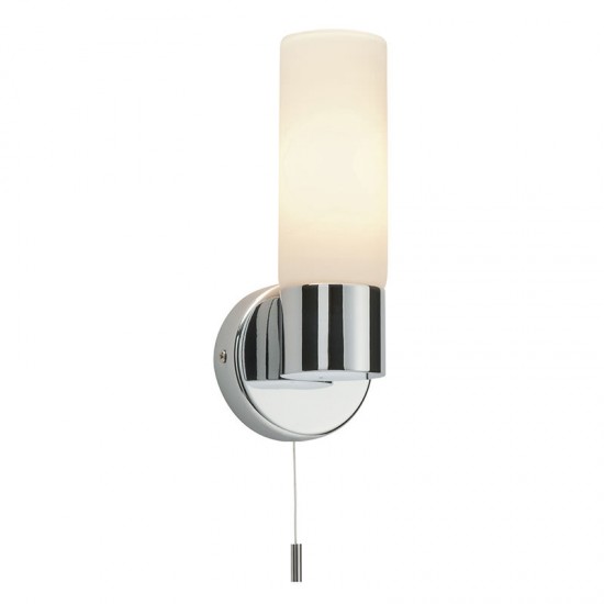 21821-001 Bathroom Chrome Wall Lamp with White Glass