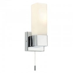 21852-001 Bathroom Chrome Square Wall Lamp with White Glass  21852-001 Bathroom Chrome Square Wall Lamp with White Glass