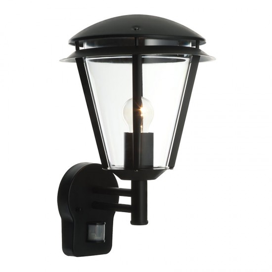 22054-001 Outdoor Matt Black PIR Wall Lamp