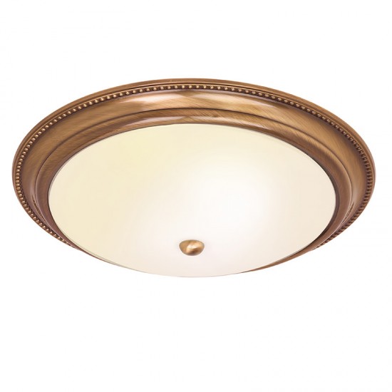 273-001 Antique Brass 2 Light Flush with Frosted Glass