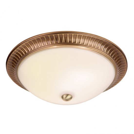 274-001 Antique Brass Flush with Frosted Glass