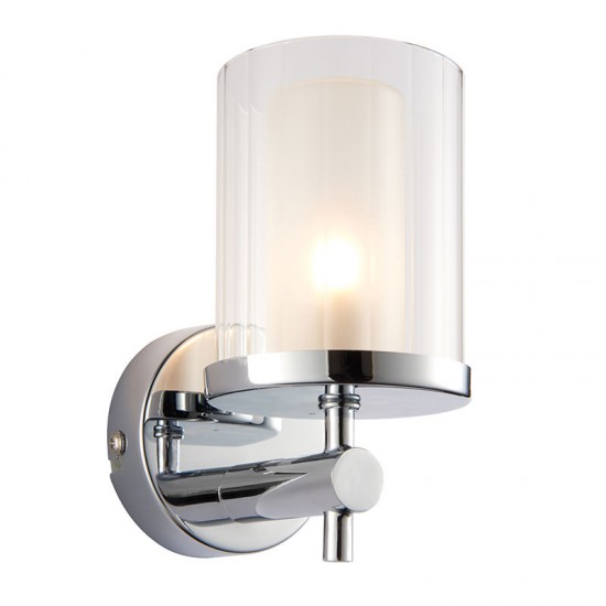 31534-001 Bathroom Chrome with Clear Rippled Glass Wall Lamp