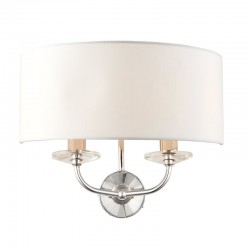 31629-001 Nickel 2 Light Wall Lamp with Vintage White Shade 31629-001 Nickel 2 Light Wall Lamp with Vintage White Shade