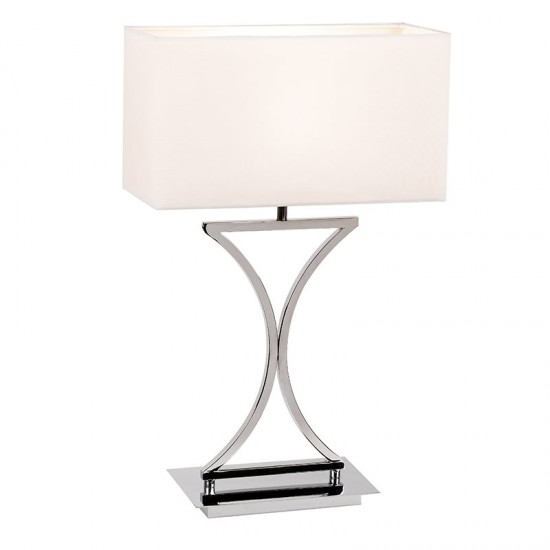 347-001 Chrome Rectangle Table Lamp with White Shade
