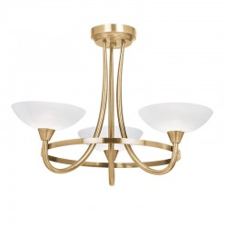 441-001 Antique Brass 3 Light Centre Fitting with White Glasses 441-001 Antique Brass 3 Light Centre Fitting with White Glasses