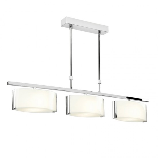 507-001 Chrome 3 Light over Island Fitting with White Glasses