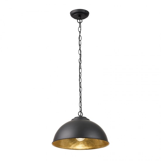 525-001 Black Pendant with Black & Gold Shade