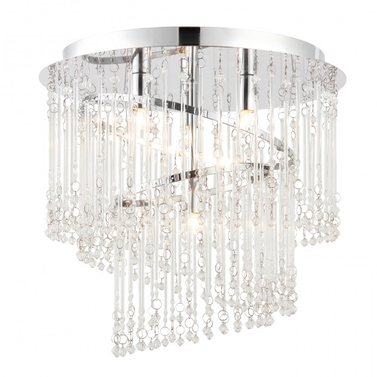 7254-001 Chrome 4 Light Ceiling Lamp with Crystal Droplets