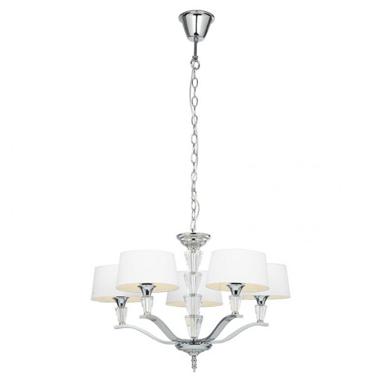 844-001 Chrome 5 Light Centre Fitting with Vintage White Shades