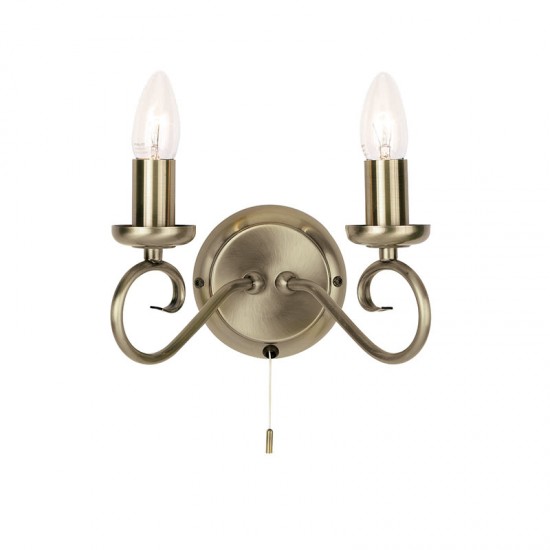 98-001 Antique Brass 2 Light Wall Lamp