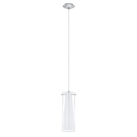 2050-002 Chrome Pendant with Clear & White Glass