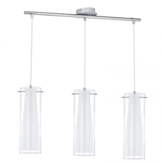 2051-002 Chrome 3 Light over Island Fitting with Clear & White Glasses