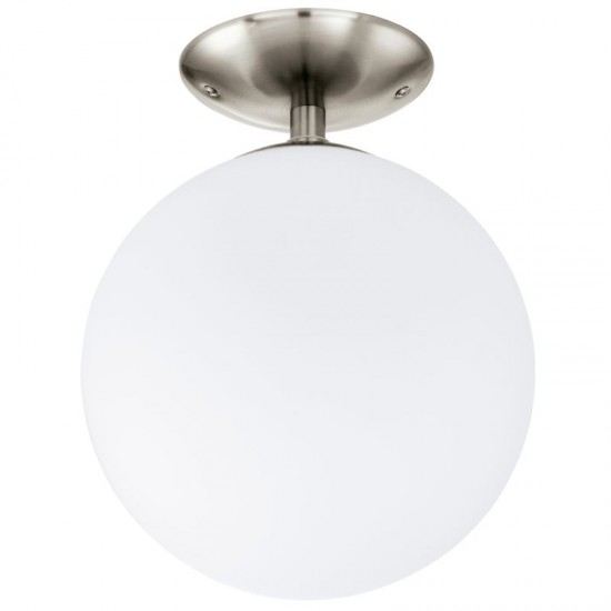 2407-002 Satin Nickel Ceiling Lamp with White Globe Glass - Ø25