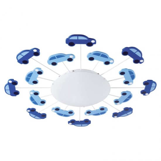 2607-002 Kids Ceiling Light with Decorative Design Blue Cars