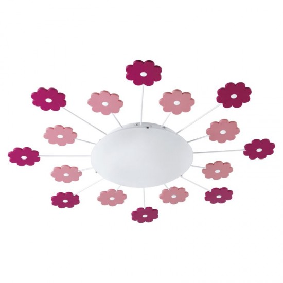 2608-002 Kids Ceiling Light with Decorative Design Pink Flowers