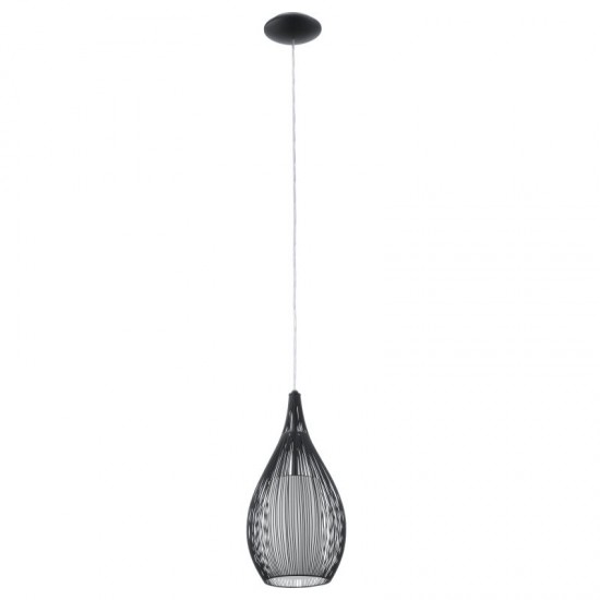 2637-002 Black Pendant with White Glass