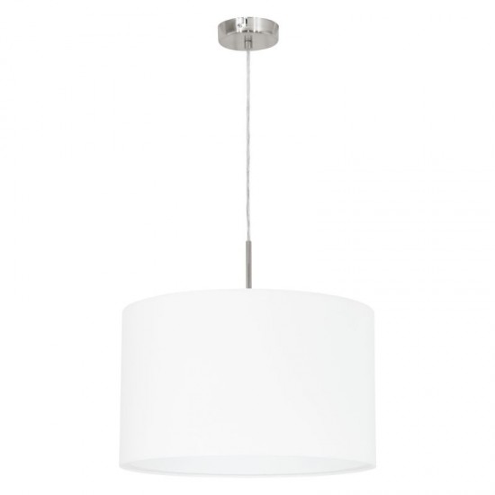 30933-002 Nickel Pendant with White Shade