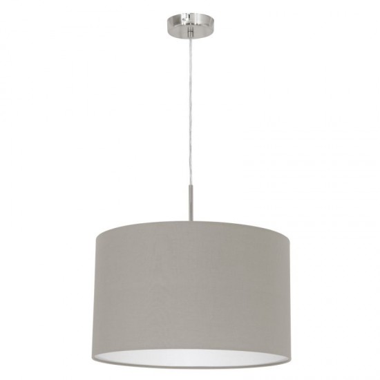 30934-002 Nickel Pendant with Taupe & White Shade