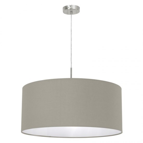 30938-002 Nickel Pendant with Taupe & White Shade