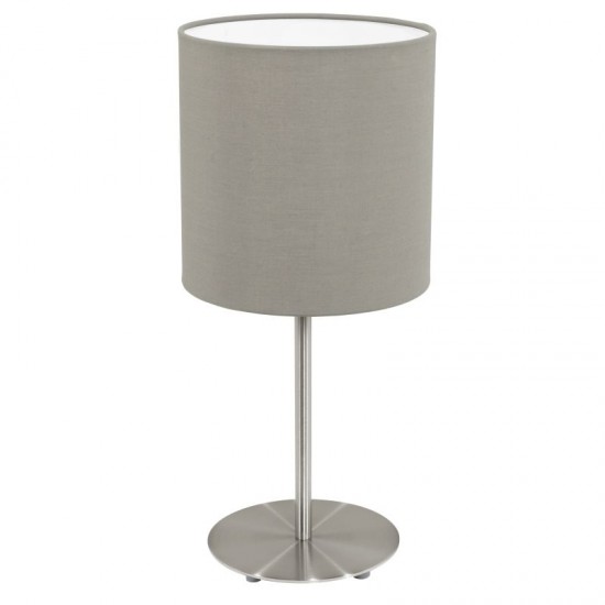 30954-002 Nickel Table Lamp with Taupe & White Shade
