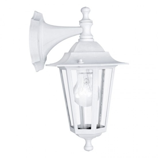 3243-002 White and Clear Glass Traditional Lantern Downlight Wall Lamp