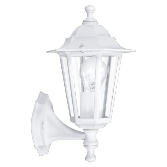 3244-002 White and Clear Glass Traditional Lantern Uplight Wall Lamp