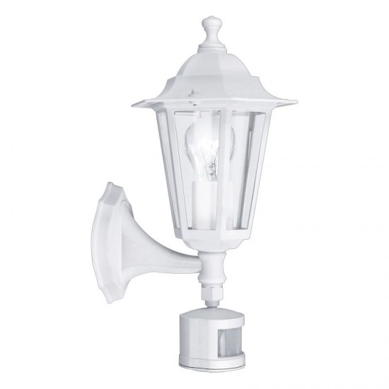 3245-002 White and Clear Glass Traditional Lantern Sensor Wall Lamp