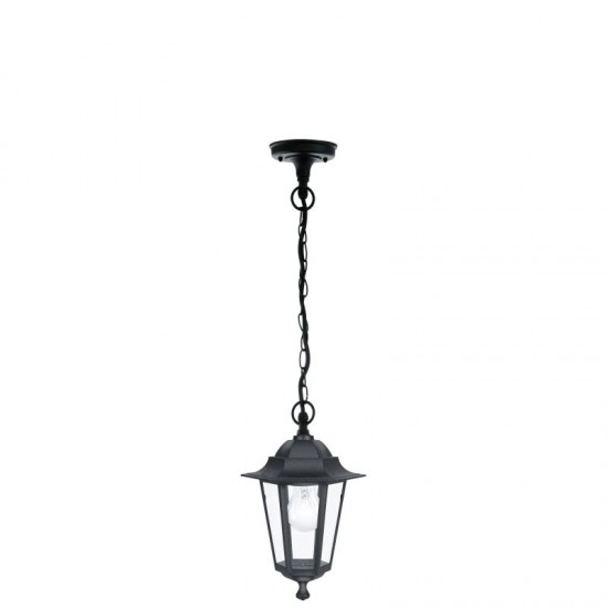 3251-002 Black and Clear Glass Traditional Lantern Pendant