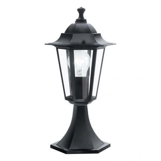 3252-002 Small Black and Clear Glass Traditional Lantern Post