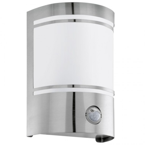 3266-002 Stainless Steel PIR Wall Lamp with White Glass