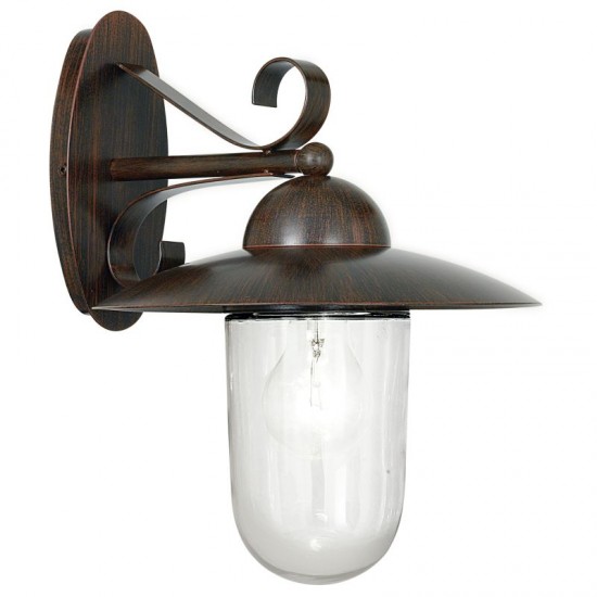 3289-002 Antique Brown Wall Lamp with Clear Glass