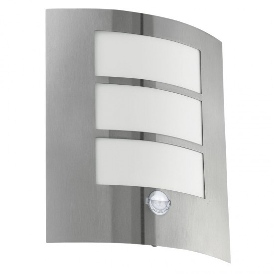 3338-002 Stainless Steel PIR Wall Lamp with White Diffuser