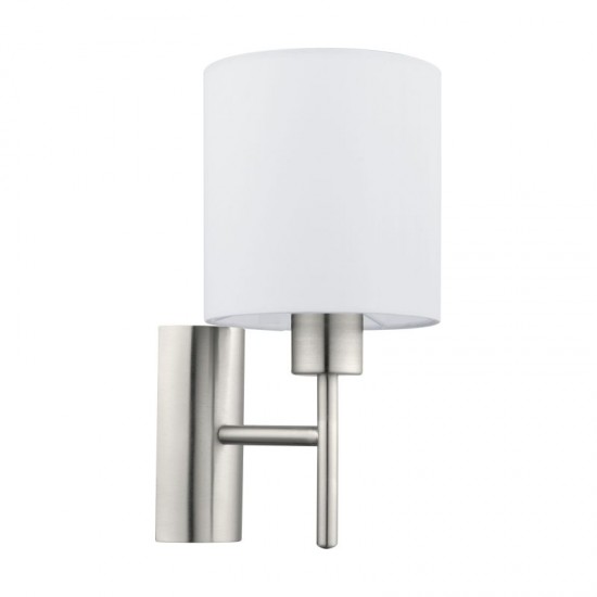 41007-002 Nickel Wall Lamp with White Shade
