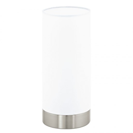41038-002 White with Satin Nickel Touch Table Lamp 41038-002 White with Satin Nickel Touch Table Lamp